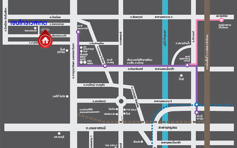 บ้านเดี่ยวมือสองนนทบุรี โครงการ เซนโทร เวสต์เกต กาญจนาภิเษก หลังมุม เนื้อที่ 51 ตร.ว. ฟังก์ชัน 3 ห้องนอน 3 ห้องน้ำ 2 ที่จอดรถ หน้าบ้านเป็นสวน บนทำเลใกล้เซ็นทรัลเวสต์เกต เชื่อมต่อ ถนนกาญจนาภิเษก, ถนนรัตนาธิเบศร์ ใกล้รถไฟฟ้าสายสีม่วง "สถานีคลองบางไผ่" จองเลย!